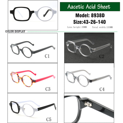 Archer | Lunettes de vue dépareillées pour hommes élégants | Funky Vintage Carré Rond Lunettes Montures Femmes