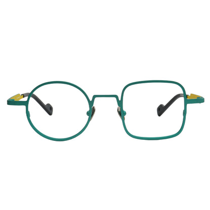 green mismatch eyeglasses frames titanium