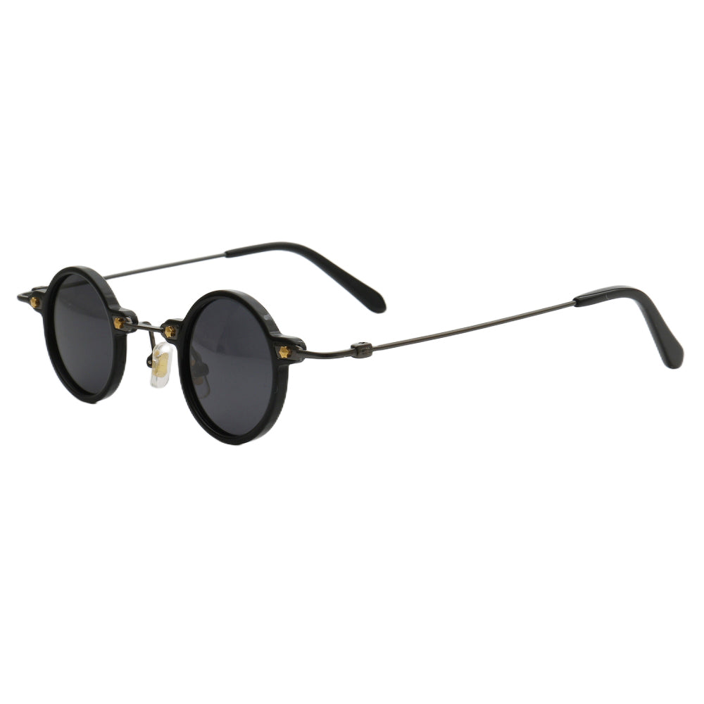 black round goggles Jet | Retro Small Round Men Polarized Sunglasses