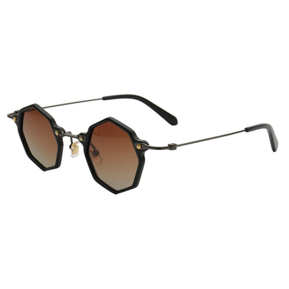 Hipster black geometric sunglasses polarized