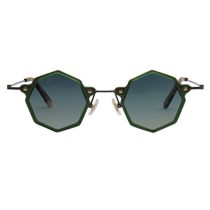 green polarized sunglasses geometric round