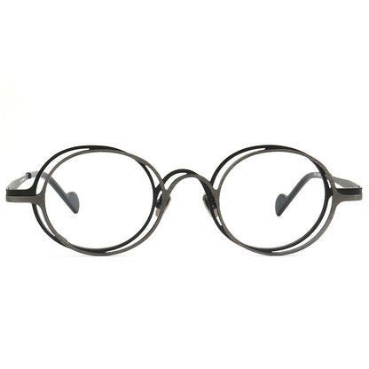 gunmetal retro eyeglass frames