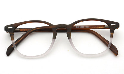 brown clear eyeglass frames square