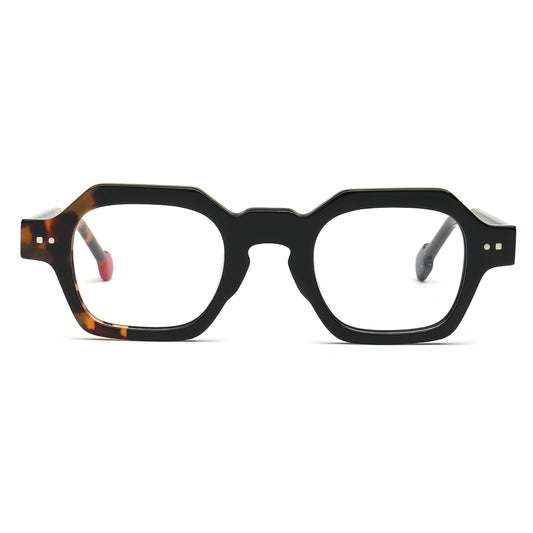 Bik black and tortoise square acetate eyeglasses, front view