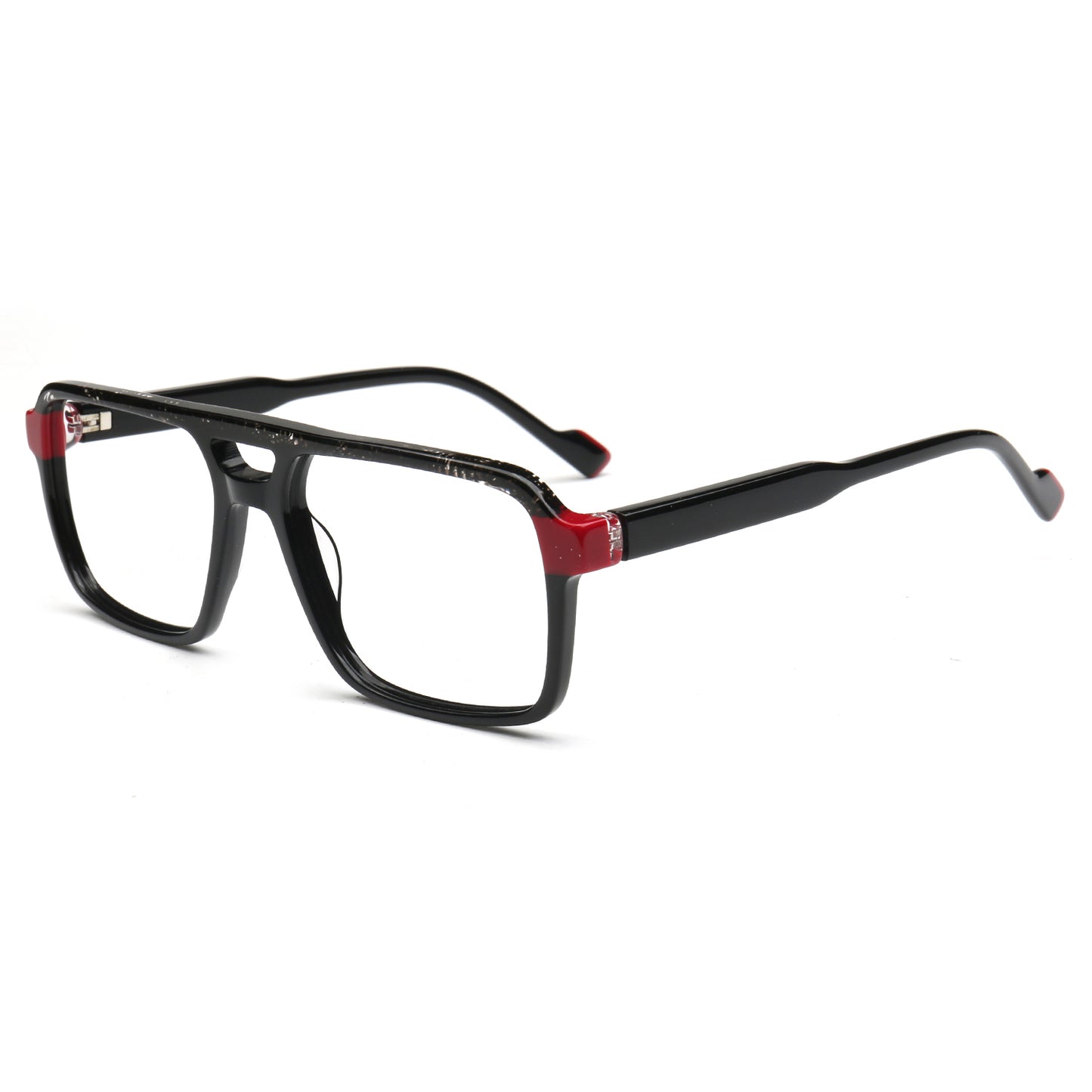 Black eyeglasses on a white background