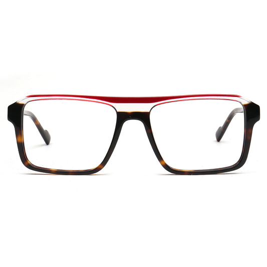 Wilson red and tortoise square acetate eyeglasses, front view