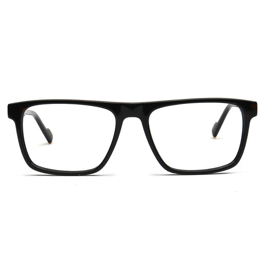Holden black rectangle acetate eyeglasses, front view