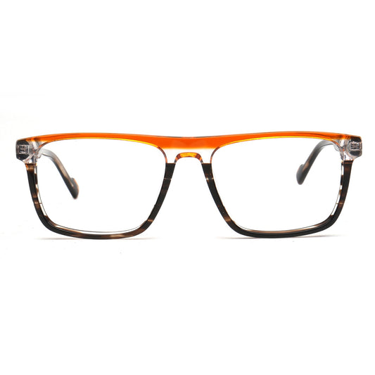 Holden orange and tortoise rectangle acetate eyeglasses, front view