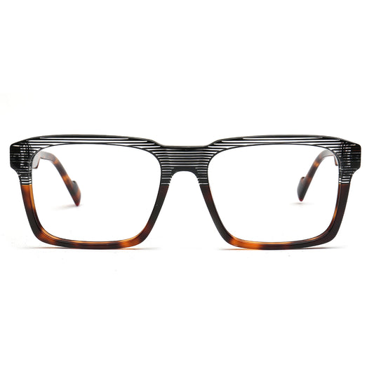 Declan black and tortoise square acetate eyeglasses, front view
