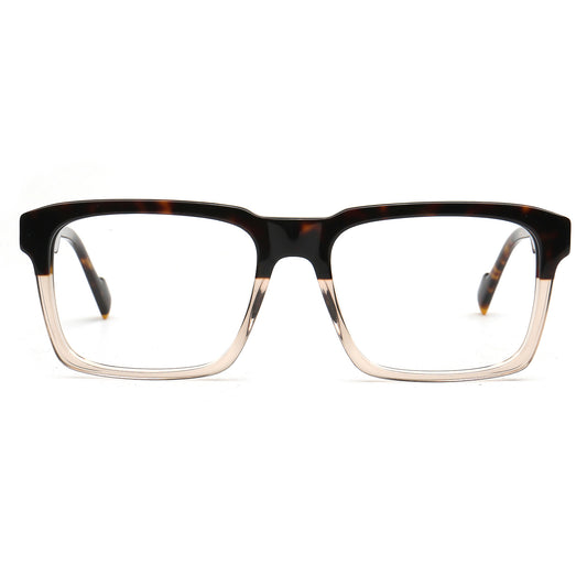 Declan tortoise and clear square acetate eyeglasses, front view