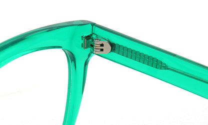 strong hinges of transparent green glasses frame