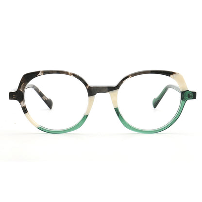 green tortoise geometric glasses frames