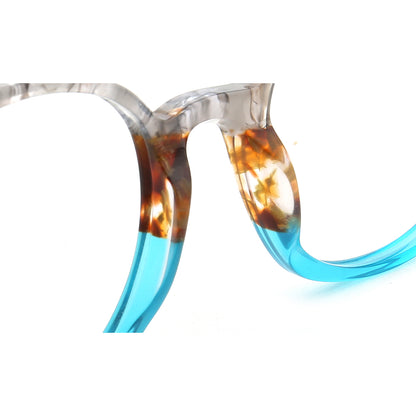 blue nose pads of geometric glasses frames
