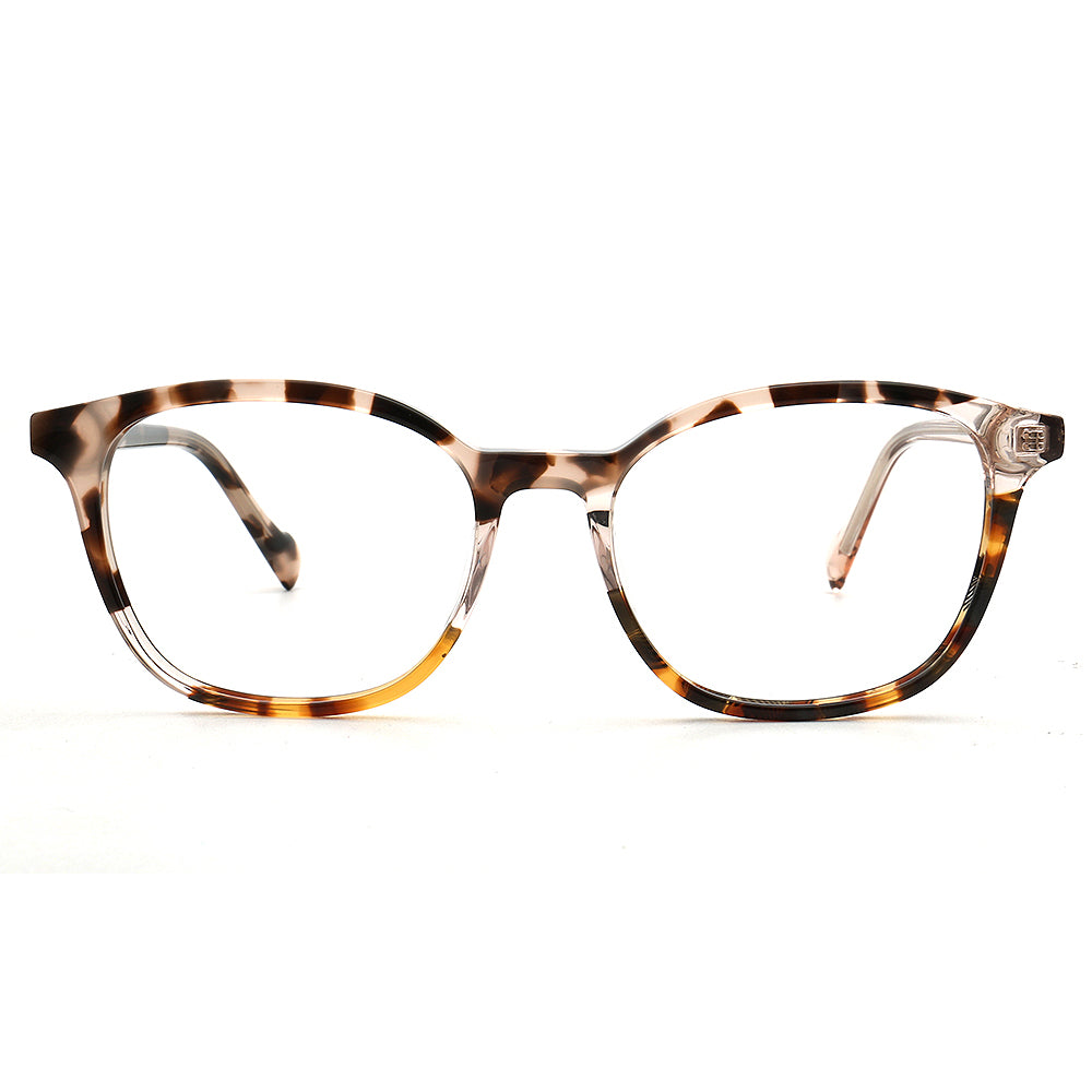 peach tortoise square eyeglasses frames for women