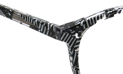 black white temple of eyeglasses frames square