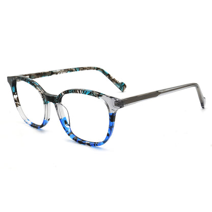 square blue pattern spectacles for men