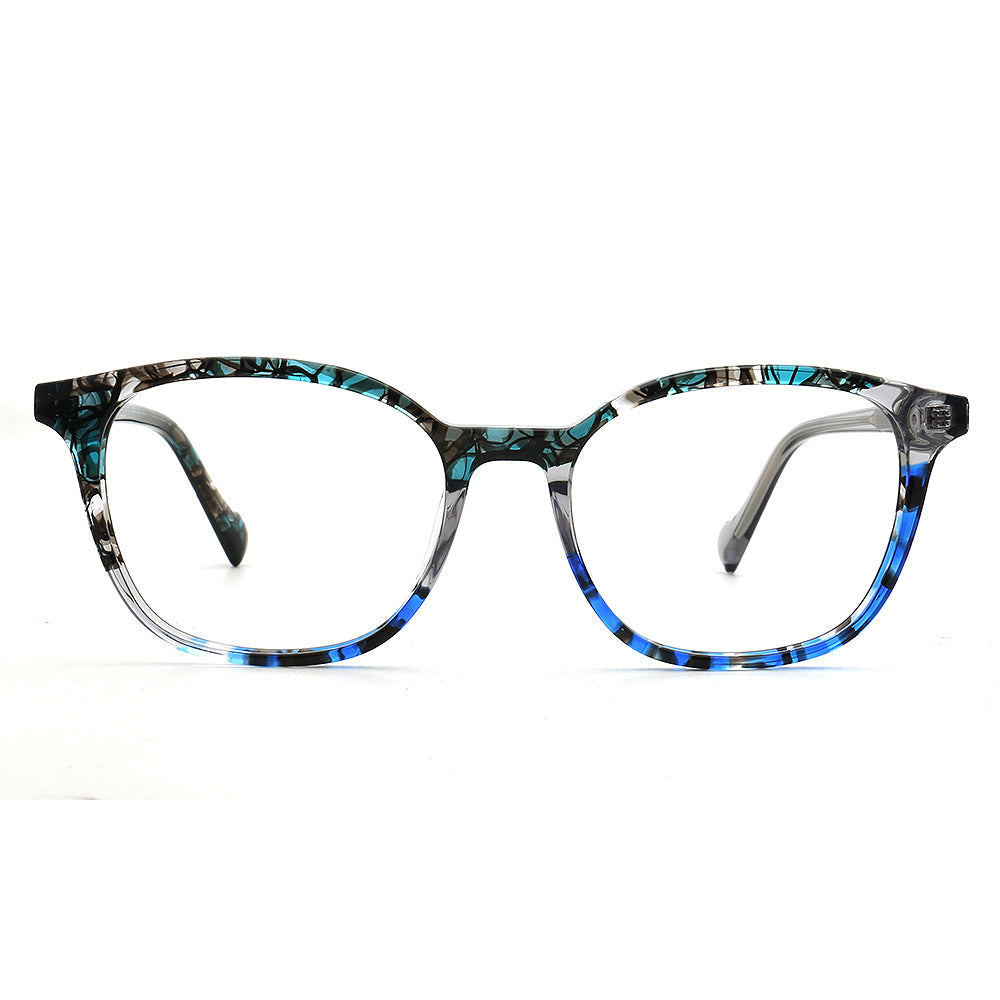 blue floral square eyewear frames