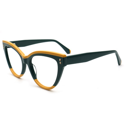 green yellow cat eye womens spectacles 