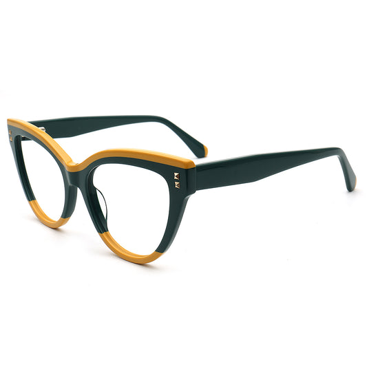 green yellow cat eye womens spectacles 
