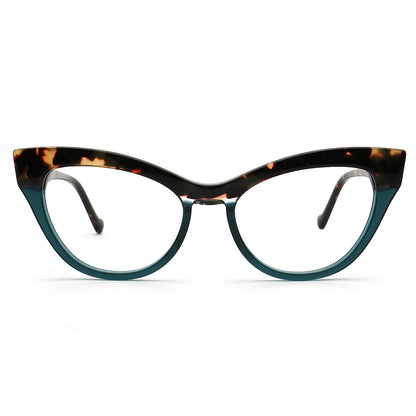 Elva | Funky Womens Cat Eye Tortoise Glasses Two Tone | Vintage Retro Female Optical Eyeglasses Frames