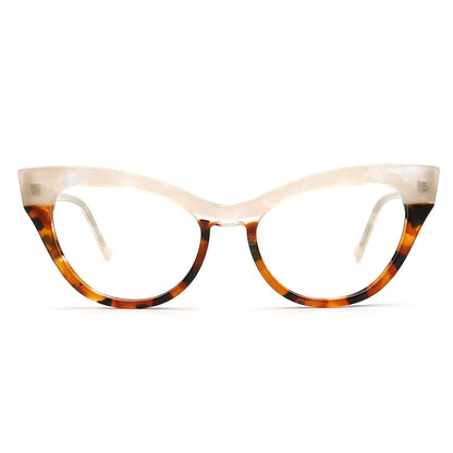Elva | Funky Womens Cat Eye Tortoise Glasses Two Tone | Vintage Retro Female Optical Eyeglasses Frames