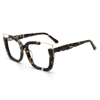 half rim oversize square eyeglasses frames for women black