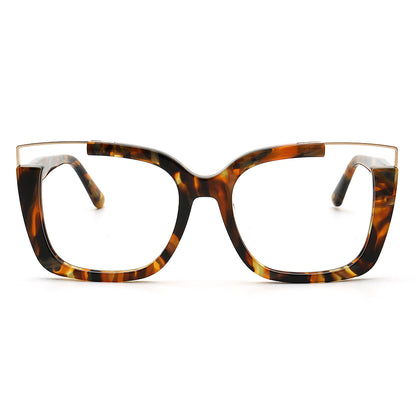 amber half rim oversize square eyeglass frames for women