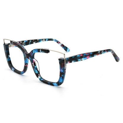 half rim blue oversize square eyeglass frames