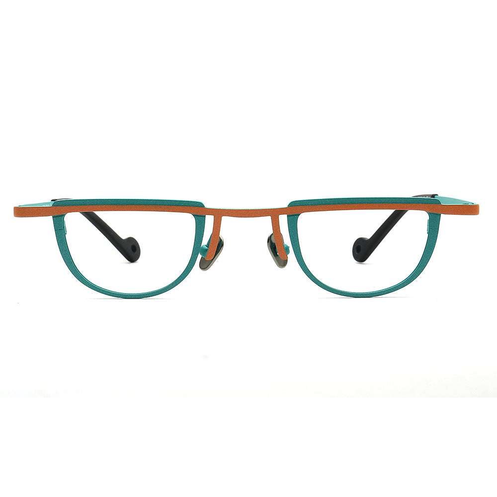 geometric titanium eyeglasses frames green