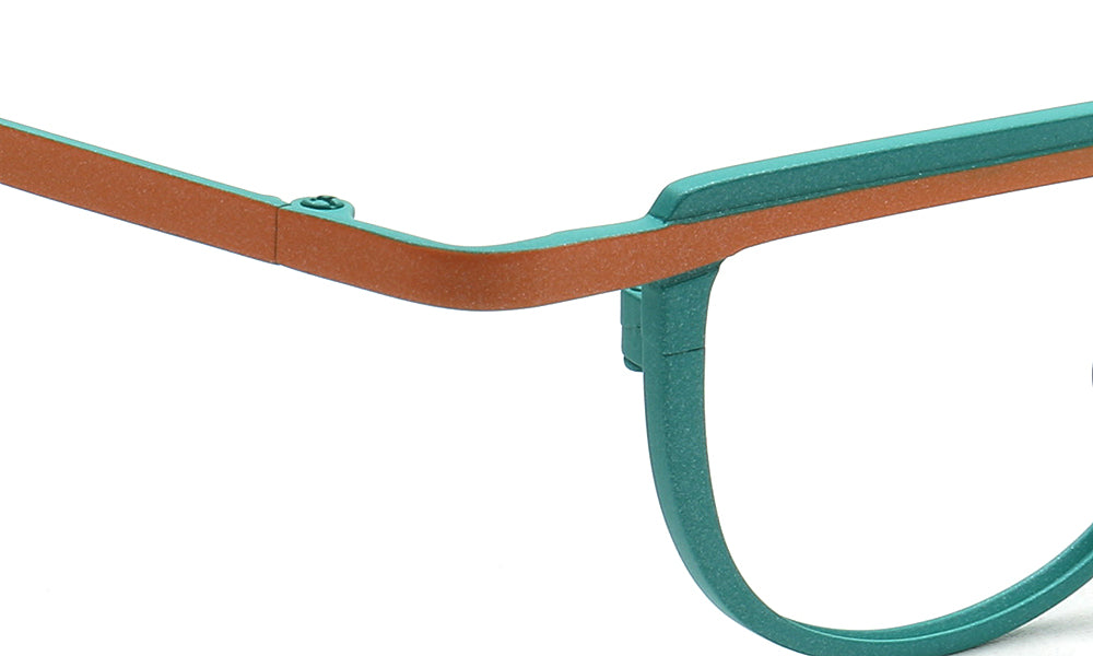 orange temple of titanium glasses frames