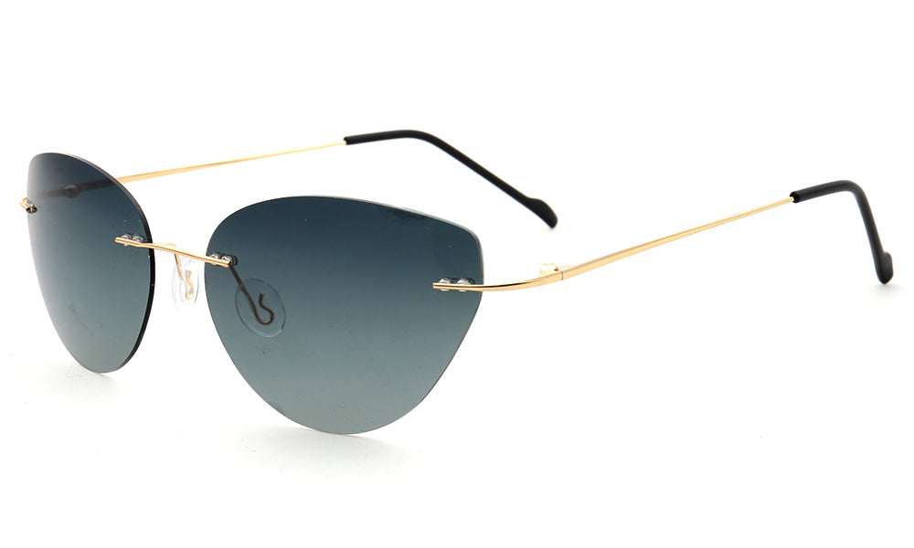 Meadow｜Y2K Womens Cat Eye Rimless Polarized Sunglasses UV400