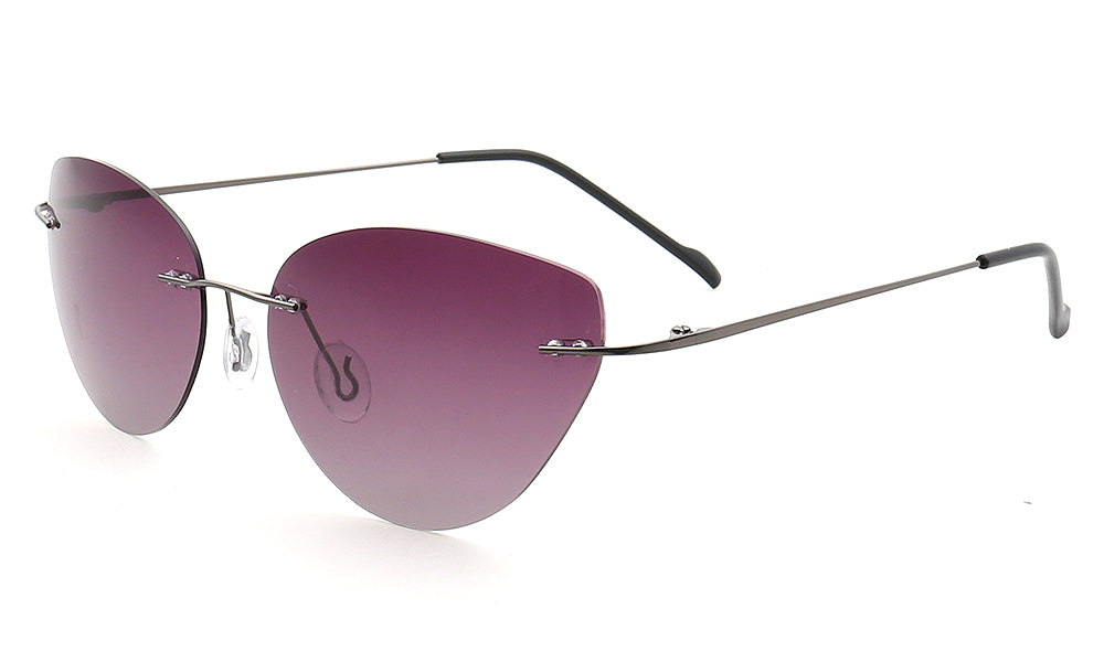 Meadow｜Y2K Womens Cat Eye Rimless Polarized Sunglasses UV400