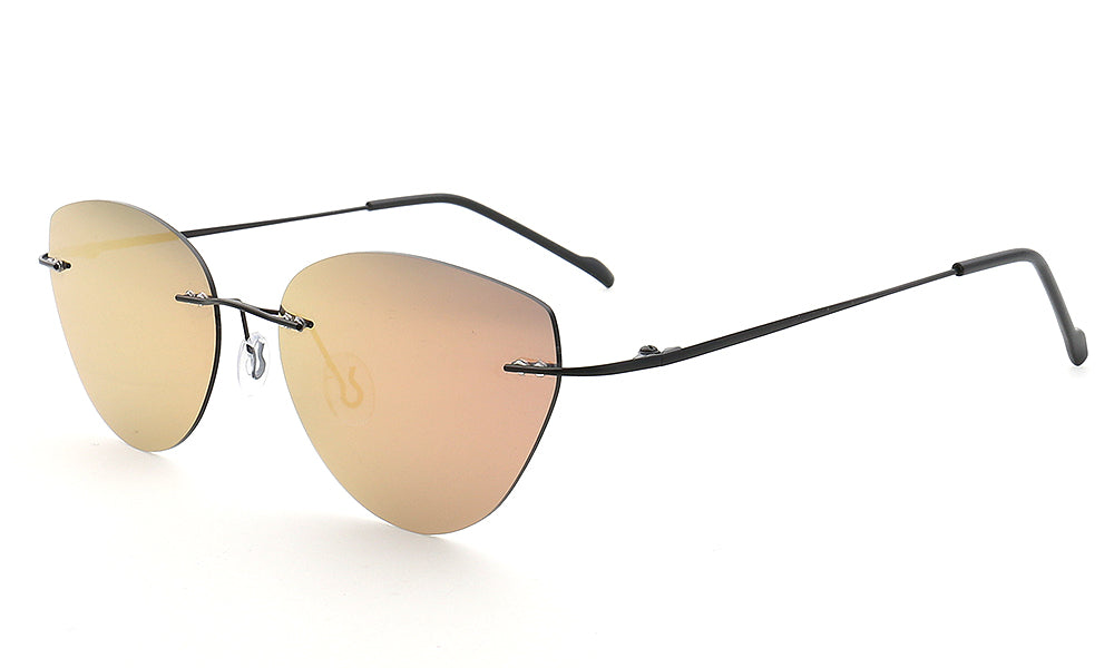 Meadow｜Y2K Womens Cat Eye Rimless Polarized Sunglasses UV400