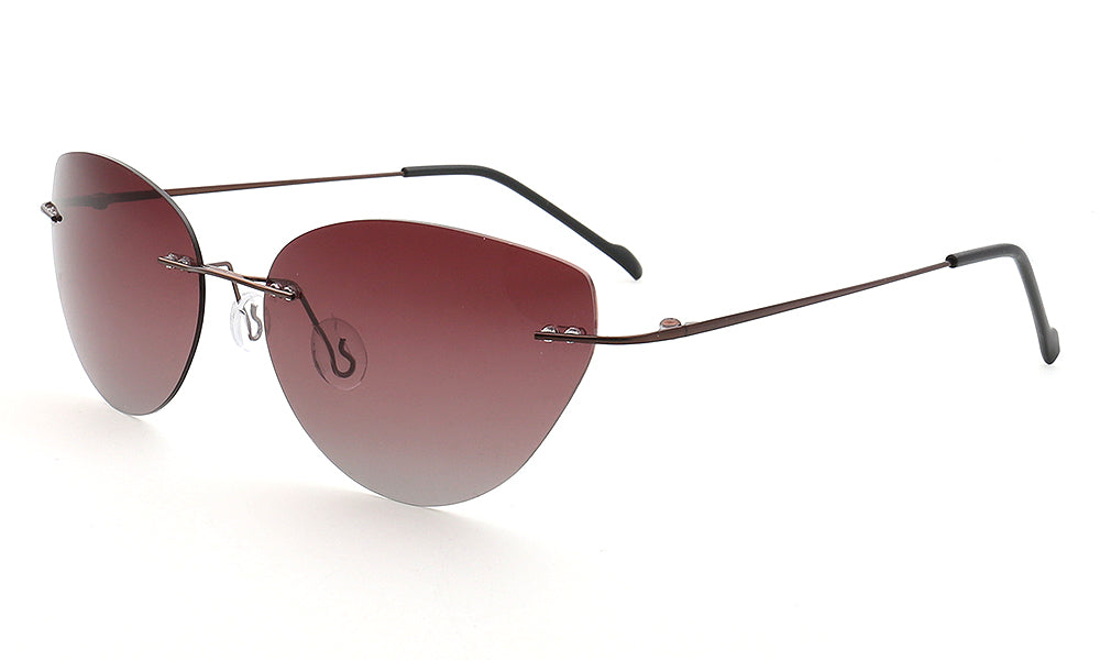 Meadow｜Y2K Womens Cat Eye Rimless Polarized Sunglasses UV400