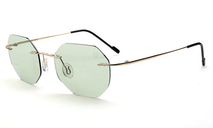 Coven | Rimless Octagon Polarized Sunglasses UV400 | Vintage Y2K Metal Frame