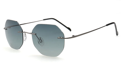 Coven | Rimless Octagon Polarized Sunglasses UV400 | Vintage Y2K Metal Frame