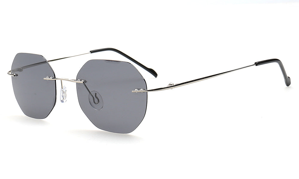 Coven | Rimless Octagon Polarized Sunglasses UV400 | Vintage Y2K Metal Frame
