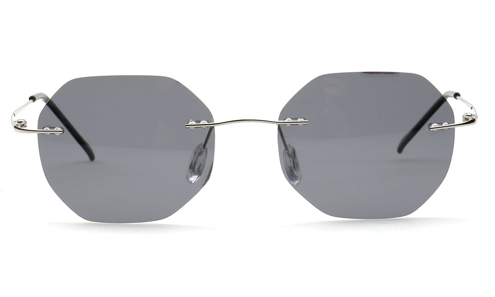 Coven | Rimless Octagon Polarized Sunglasses UV400 | Vintage Y2K Metal Frame