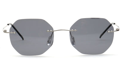 Coven | Rimless Octagon Polarized Sunglasses UV400 | Vintage Y2K Metal Frame