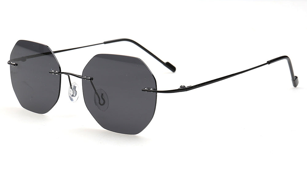 Coven | Rimless Octagon Polarized Sunglasses UV400 | Vintage Y2K Metal Frame