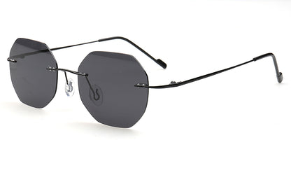 Coven | Rimless Octagon Polarized Sunglasses UV400 | Vintage Y2K Metal Frame