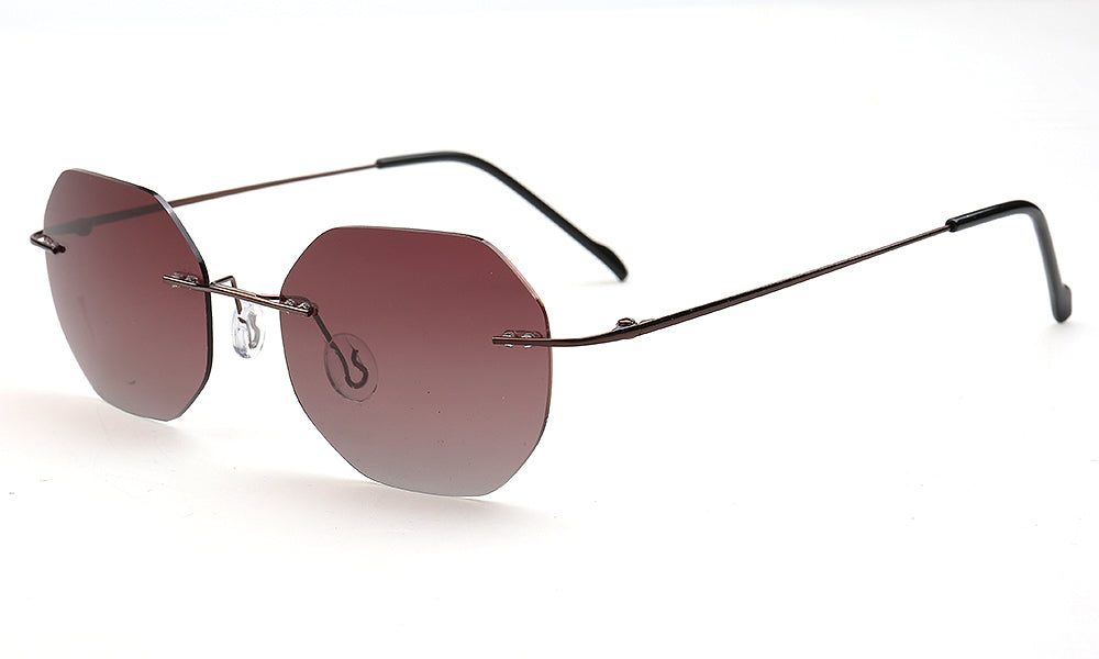 Coven | Rimless Octagon Polarized Sunglasses UV400 | Vintage Y2K Metal Frame