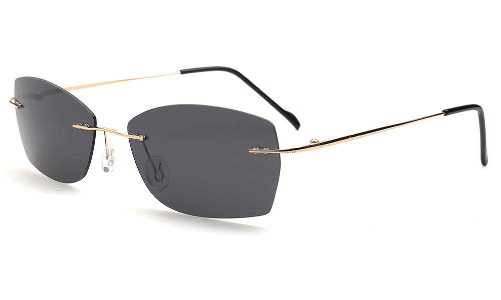 Mack | Vintage Irregular Polarized Rimless Sunglasses UV400