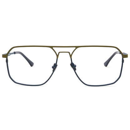 Mike | 80s Oversize Pilot Titanium Eyeglasses Frames for Men | Vintage Double Bridge Square Eyewear Two Tone