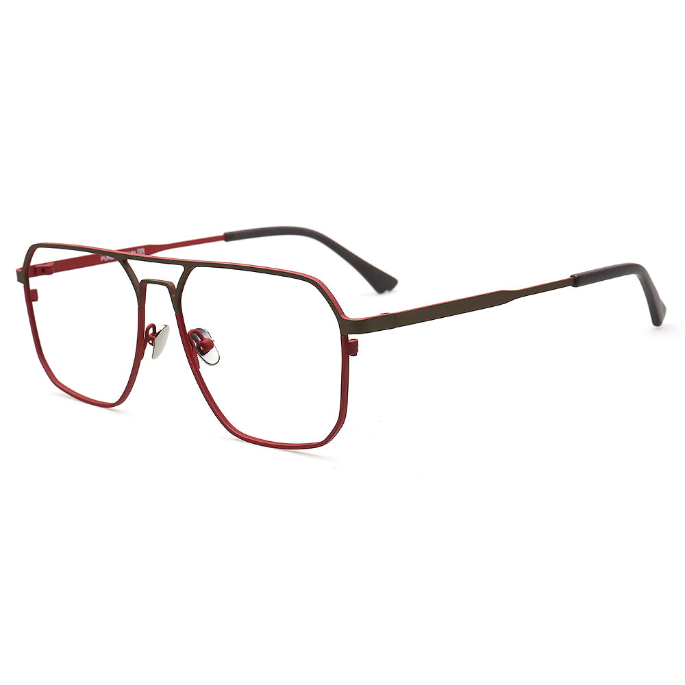 Mike | 80s Oversize Pilot Titanium Eyeglasses Frames for Men | Vintage Double Bridge Square Eyewear Two Tone