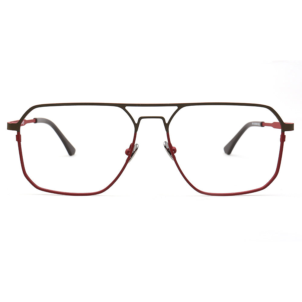 Mike | 80s Oversize Pilot Titanium Eyeglasses Frames for Men | Vintage Double Bridge Square Eyewear Two Tone
