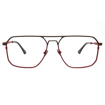 Mike | 80s Oversize Pilot Titanium Eyeglasses Frames for Men | Vintage Double Bridge Square Eyewear Two Tone