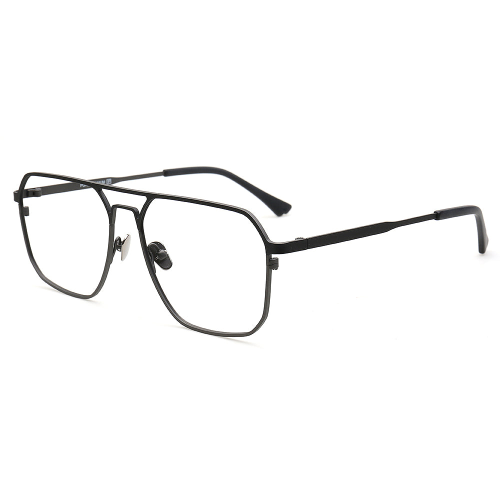 Mike | 80s Oversize Pilot Titanium Eyeglasses Frames for Men | Vintage Double Bridge Square Eyewear Two Tone