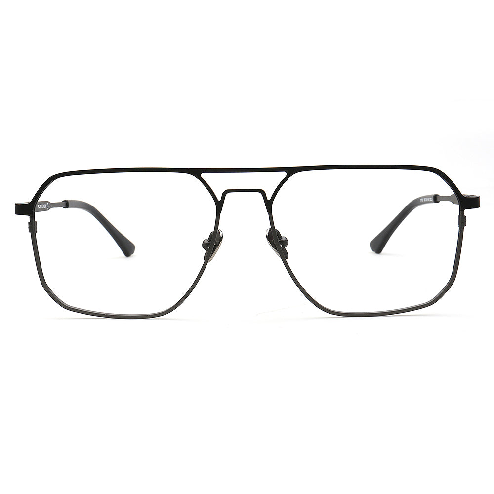 Mike | 80s Oversize Pilot Titanium Eyeglasses Frames for Men | Vintage Double Bridge Square Eyewear Two Tone