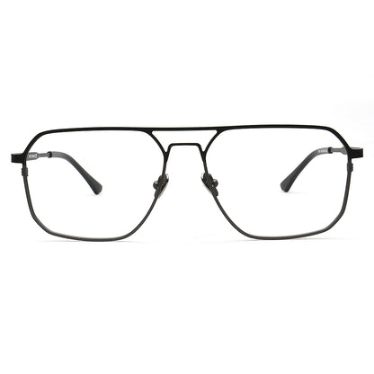 Mike | 80s Oversize Pilot Titanium Eyeglasses Frames for Men | Vintage Double Bridge Square Eyewear Two Tone